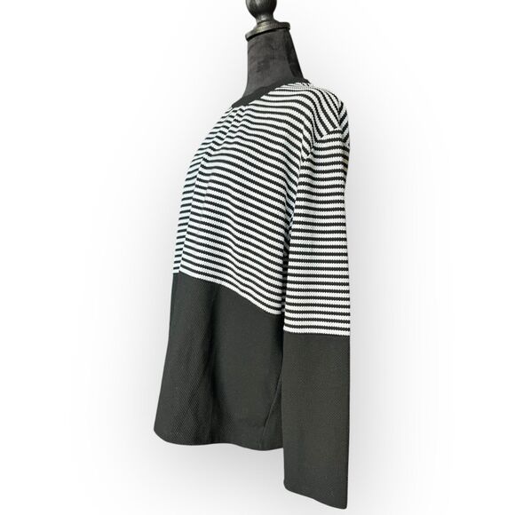 H&M Women's Black & White Striped Colorblock Pullover Tunic Top Size XL - Picture 4 of 13